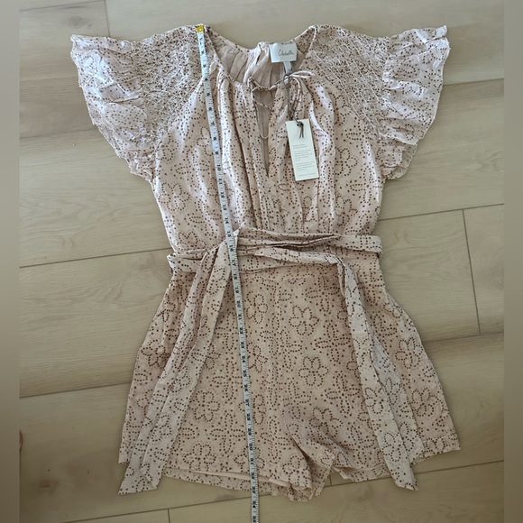 Cleobella “Sage” pink smocked shoulders romper size small. NWT - Picture 9 of 11